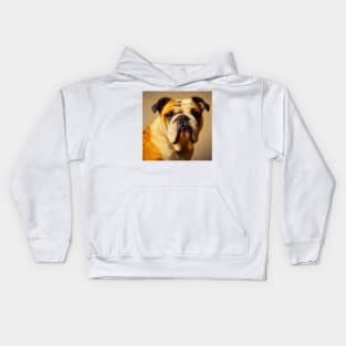 Majestic Chonky Beast Bulldog in Neutral Van Gogh Style Kids Hoodie